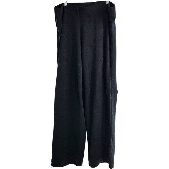 NWOT NEIMAN MARCUS Wide-Leg Pants 3X Straight Cut Pull On Lounge Black Cashmere - Picture 8 of 12